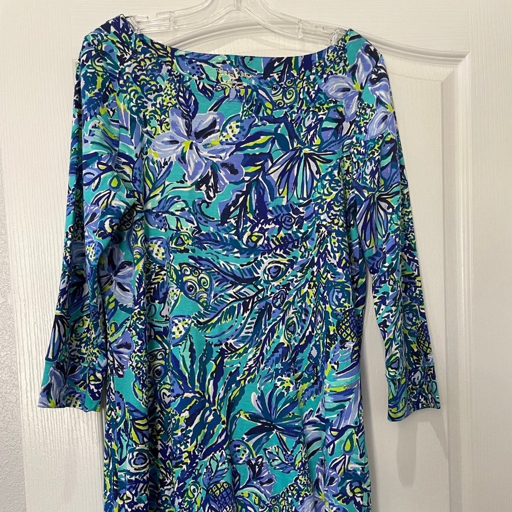 Lily Pulitzer Dress, Size Large, Bllue, Green and White